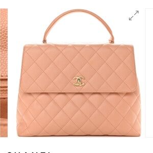 Chanel vintage Kelly caviar peach color with 22k Gold Details